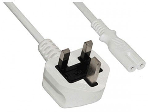 Cables UK POWER MAINS CABLE WHITE LEAD 5 metre 5m FIGURE 8 fig8 C7 for DVD PRINTER SKY