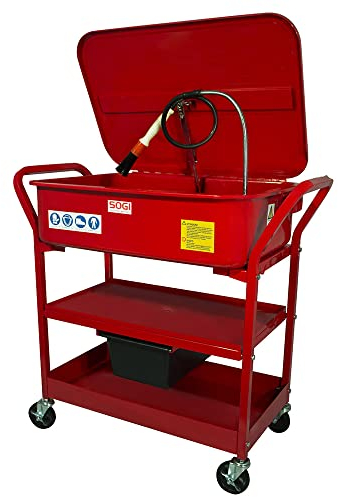 SOGI SP-LV-EC Fontaine de nettoyage avec roues, bac de récupération pour liquides de moteurs, carters, idéale pour garages, le lavage de pièces mécaniques