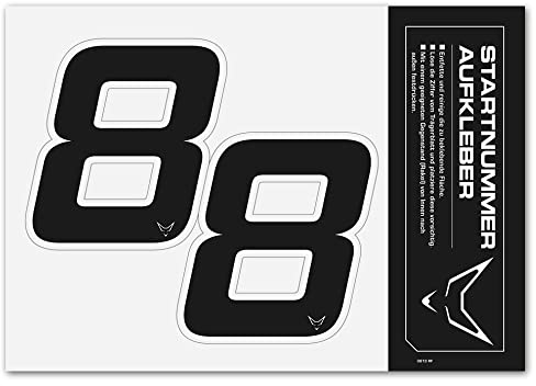 Startnummer Aufkleber 2er Set, schwarz, # 8