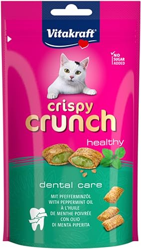 Vitakraft Crispy Crunch, Dental Care, Snacks para Gatos Crujientes, Cuidado Dental, 60 g