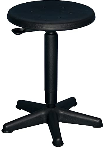 Dreh-Hocker Modell 3510, mit platzsparendem Fußkreuz, PU-Sitz schwarz, von Lotz
