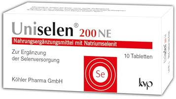 Uniselen 200 NE Tabletten – 200 µg hochdosiertes Selen (Natriumselenit) für eine normale Immunsystem- und Schilddrüsenfunktion und zur Unterstützung normaler Haare & Nägel, glutenfrei, vegan, 10 St