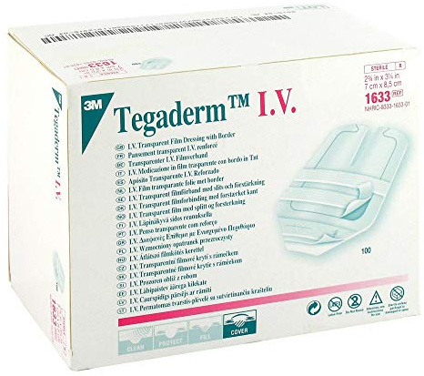 Tegaderm 1633 Verbände, verband, I,V, 3M, 7 cm x 8,5 cm, Transparent (100-er pack)