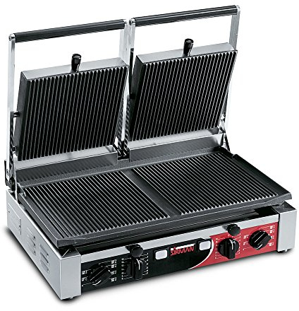 Sirman PD RR-RR T Commercial Double Ribbed Panini Grill, 3000 Watt