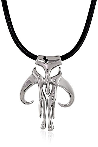 Star Wars Collier avec pendentif en acier inoxydable avec cordon en cuir 4 x 3 cm, 4cm x 3cm Pendant, Métal, 36