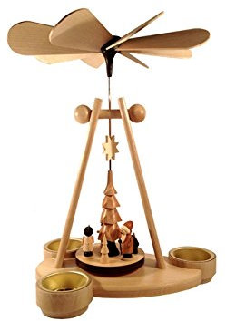 Rudolphs Schatzkiste Kugelpyramide Weihnachtsmann Natur Höhe=26cm NEU Weihnachtspyramide Tischdekoration Holzpyramide Tischpyramide Dekoration Weihnachten Wärmespiel Lichter Figur Holz Seiffen