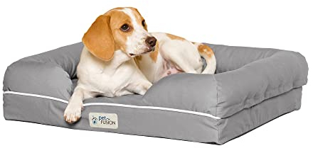 PetFusion Ultimate Solid 2,5 Memory Foam Haustierbett für kleine Hunde und Katzen (25 x 20 x 5,5 orthopädische Sofacouch; grau). Ersatzabdeckungen und Decken sind ebenfalls erhältlich