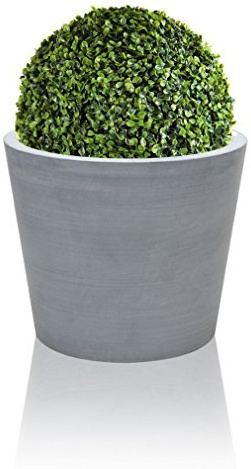 Primrose Outdoor Grey Polystone Round Planter Medium 52 Litres 35cm x 40cm (13.7in x 15.7in)