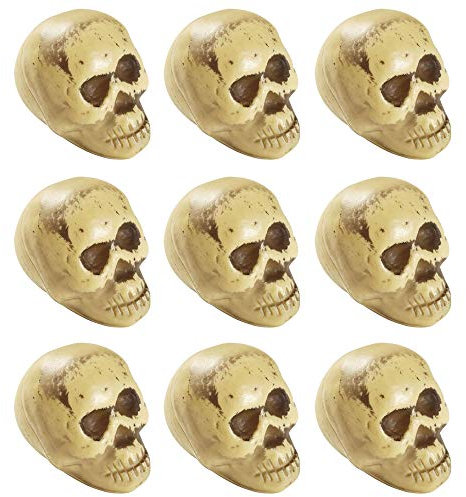 W WIDMANN MILANO Party Fashion 8705T - 9 Schädel in Beutel, circa 5 cm, Dekoration, Horror, Halloween, Mottoparty