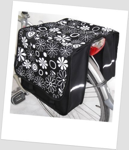 Kinder-Fahrradtasche Joy Satteltasche Gepäckträgertasche Fahrradtasche 2 x 5 Liter Farbe: 15 Flower White
