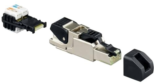 Rutenbeck RJ45 Universalstecker Cat.6A iso, feldkonfektionierbar, 13900320 | Geschirmter Stecker für 10 Gbit/s, Zinkdruckgussgehäuse, werkzeuglose Montage, 500 MHz, Multiportfähig und A-codiert