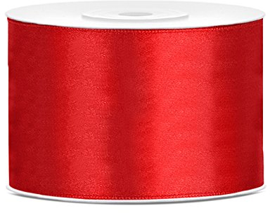 PartyDeco Satinband rot 50mm 25m Geburtstag Weihnachten Valentinstag Hochzeit Party Familientreffen Textilmaterial