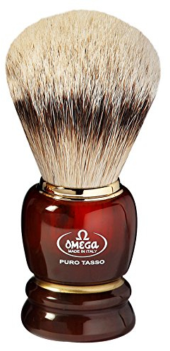 Omega Rasierpinsel im Silvertip Dachs mit Kunstharzgriff
