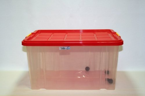 Box gross mit Deckel und Rollen 60x40x30cm farblich sortiert