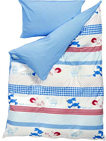 Odenwälder 2050-1946 Gr.100/135 Jersey-Bettwäsche mit Bordüre königsblau