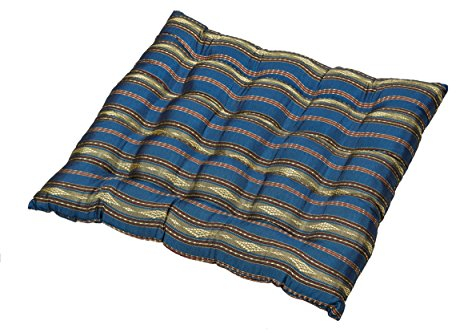 Handelsturm Sitzkissen mit Kapokfüllung (40x40cm), traditionelles Thai Design (blau-Gold gestreift)