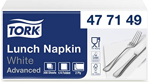 Tork Lunch napkin, white, 33 x 33 cm 2-ply 1/4 fold 1 x 200