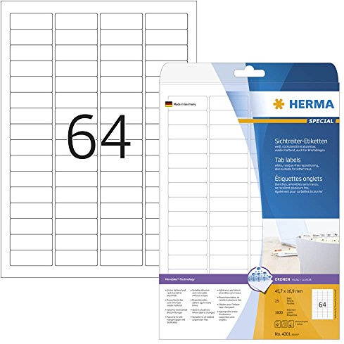 1.600 HERMA 4201 Sichtreiter - Etiketten / weiß / matt / 45,7 x 16,9 mm