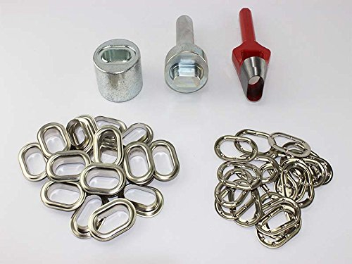 Profi Ovaler Ösen Set Einschlagstempel 42 x 22 mm, Nickel, Messing