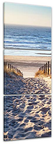Bilderdepot24 Bild auf Leinwand | Schöner Weg zum Strand H-III in 60x180 cm mehrteilig als Panorama Wandbild XXL | Wand-deko Dekoration Wohnung modern Bilder | 201095