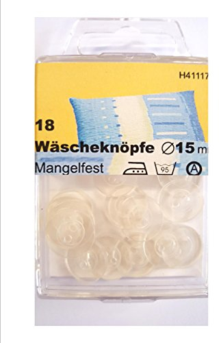 18 Wäscheknöpfe Kunststoff transparent *mangelfest* 15mm