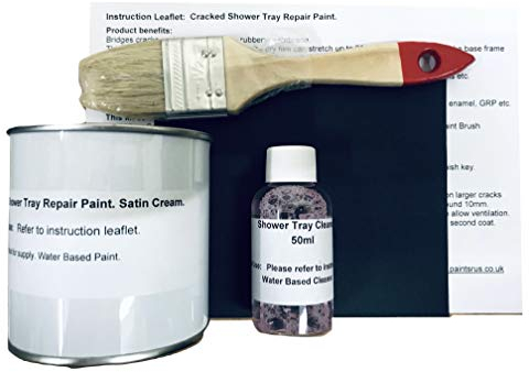 1 x Cracked Shower Tray/Base Repair Paint. Satin Cream.