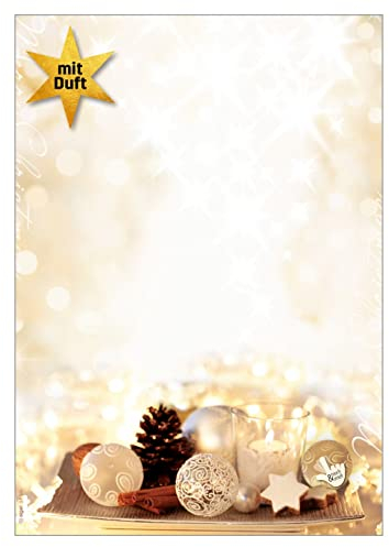 SIGEL DP926 Briefpapier Weihnachten Zimtsterne | DIN A4 | 25 Blatt | Besonderheit mit weihnachtlichem Gewürzduft | weihnachtliches Motivpapier