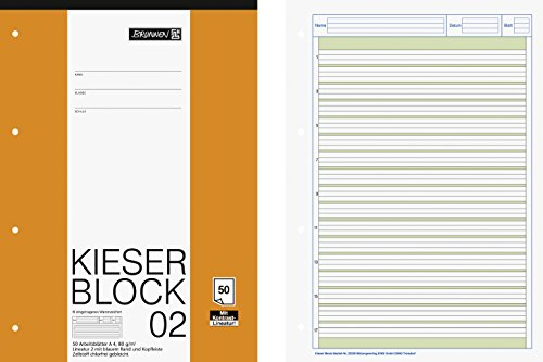 Brunnen Kieserblock A4, Lineatur 02 liniert mit Kontrast, gelocht