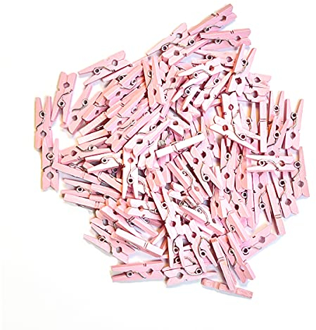 100 mini mollette in legno (rosa chiaro)