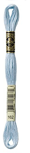 DMC 117-162 Mouline Stranded Cotton Six Strand Embroidery Floss Thread, Light Blue, 8.7-Yard
