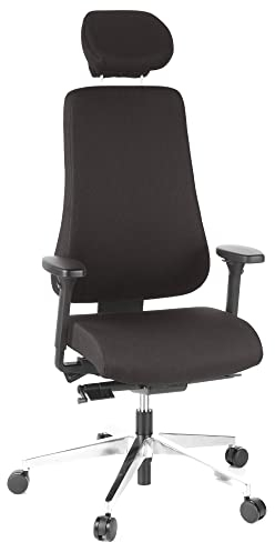 hjh OFFICE 608400 Profi Bürostuhl PRO-TEC 400 Stoff Schwarz Drehstuhl ergonomisch, bis 150kg belastbar, hohe Rückenlehne