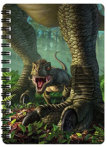 3D LiveLife Jotter - Wee Rex von Deluxebase. Linsenförmiges 3D Dinosaurier A6 Spiral-Notizbuch. Ein liniertes Notizbuch mit Kunstwerken, die vom bekannten Künstler Jerry LoFaro lizenziert wurden