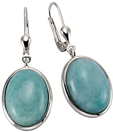 Zeeme Gemstones Damen Ohrringe 925/- Sterling Silber 3,6cm Glänzend Amazonit weiß 360230365-1