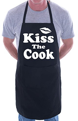 Print4U Kiss The Cook Kochschürze, unisex, Schwarz , Einheitsgröße