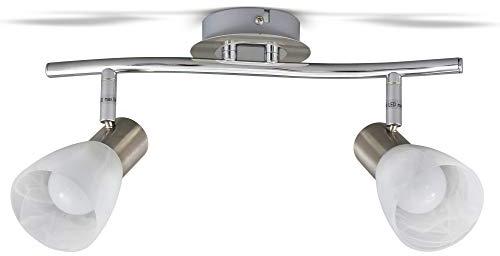 B.K.Licht - LED Deckenlampe schwenkbar, warmweiße Lichtfarbe, E14 Fassung, Deckenleuchte, LED Lampe, Wohnzimmerlampe, Schlafzimmerlampe, Küchenlampe, 34,5x10x14,5 cm, Matt-Nickel-Chrom