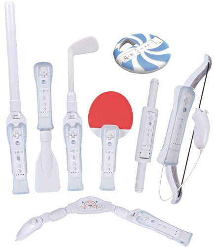 CTA Digital 8 in 1 Sports Pack for Wii Sports Resort - Volante/mando (Deporte, Wii, Select, Inalámbrico, RF, Color blanco)
