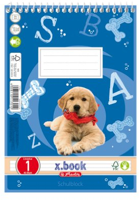 Herlitz 117010 Spiral-Schulblock A5/40 Lineatur 01 (liniert) FSC Mixed 10er Packung Motive sortiert