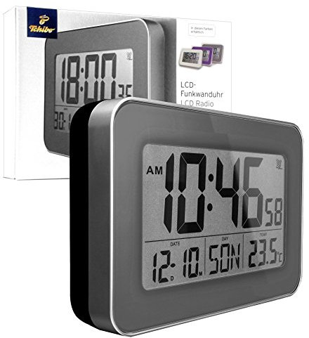 TCM Tchibo Radio-Controlled Wall Clock with LCD Display Anthracite