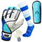 ATTONO Torwarthandschuhe Fingersave im Set Handschuhe mit Stutzen und Schienbeinschonern