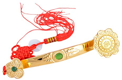 Feng Shui Goldenes Ruyi/Ru Yi Power Zepter + kostenloses rotes Schnurarmband J1035, 40,6 x 3,6 x 3 cm (L x B x H), Holz, 16x1.4x1.2 inch (LxWxH), Holz