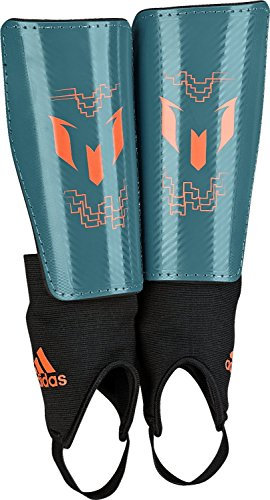 adidas Performance Messi 10 Youth Shin Guards, Power Teal/Solar Orange, Small