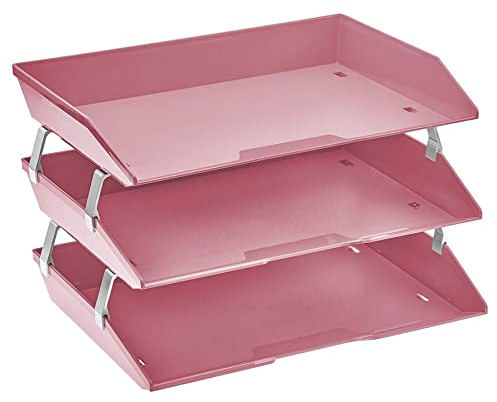 Acrimet Facility 3 Ebenen Briefablage Seiteneinschub, Letter Tray/A4, Desktop Datei Organizer, Kunststoff (Rosa)