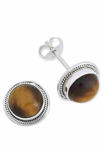 Edelstein Ohrringe Damen 925 Silber | echtes Silber, verschiedene echte Steine zur Auswahl, handarbeit aus Indien, im Geschenkbeutel