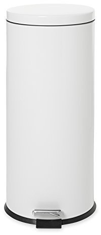 Rubbermaid Commercial Products 30 L Weiß – Kleiner Pedaleimer mit verzinktem Einsatz – FGMST7EGLWH