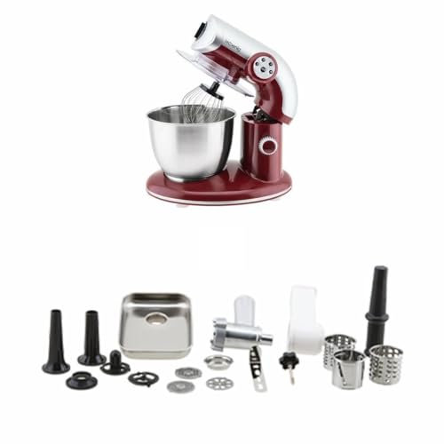H.Koenig KM80s Robot Pétrin Multifonctions Rouge et AC8 Accessoires pour KM80s
