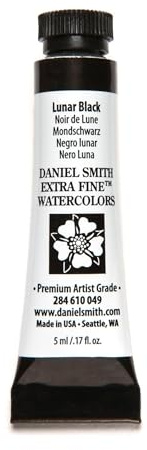 Daniel Smith Extra Fine Watercolor Paint, 5ml Tube, Lunar Black, 284610049, 0.17 Fl Oz (Pack of 1)