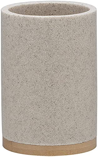 Sealskin Becher Grace, Zahnputzbecher aus Polyresin, Farbe: Sand, 7.3 x 7.3 x 10.6 cm