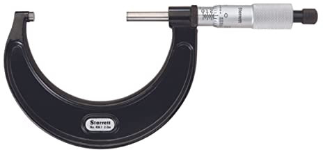 Starrett T436.1XRL-3 Außenmikrometer, Ratschenanschlag, Kontermutter, Hartmetallflächen, 1-2 Bereich, 0,0001 Teilung, +/- 0,00005 Genauigkeit