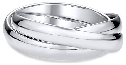 Unisex Einfache Kuppel Russische Paare Poliert Drei Rolling Triple Hochzeit Band Ring Für Frauen Männer .925 Sterling Silber