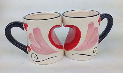 Becher 2 er Set Tasse mit Henkel Kaffetasse lustige Motive I Love You Herz Liebe